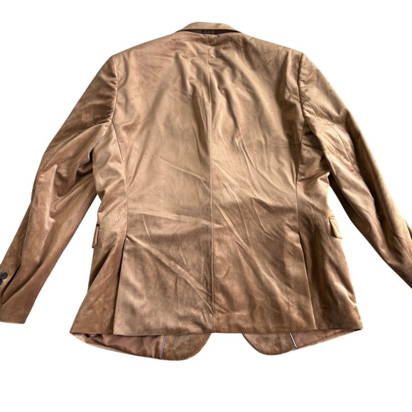 J Ferrar Mens 46R Slim Fit Camel Brown Suede Blazer Jacket - Picture 2 of 9